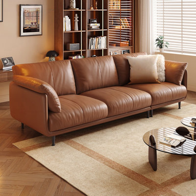 Brown Genuine Leather Modular Sofa cushion couch