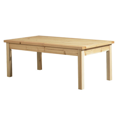 Outdoor Wood Coffee Table, Solid Cedar Farmhouse Patio Table With Slatted Top For Garden Poolside Lawn Backyard Living Room