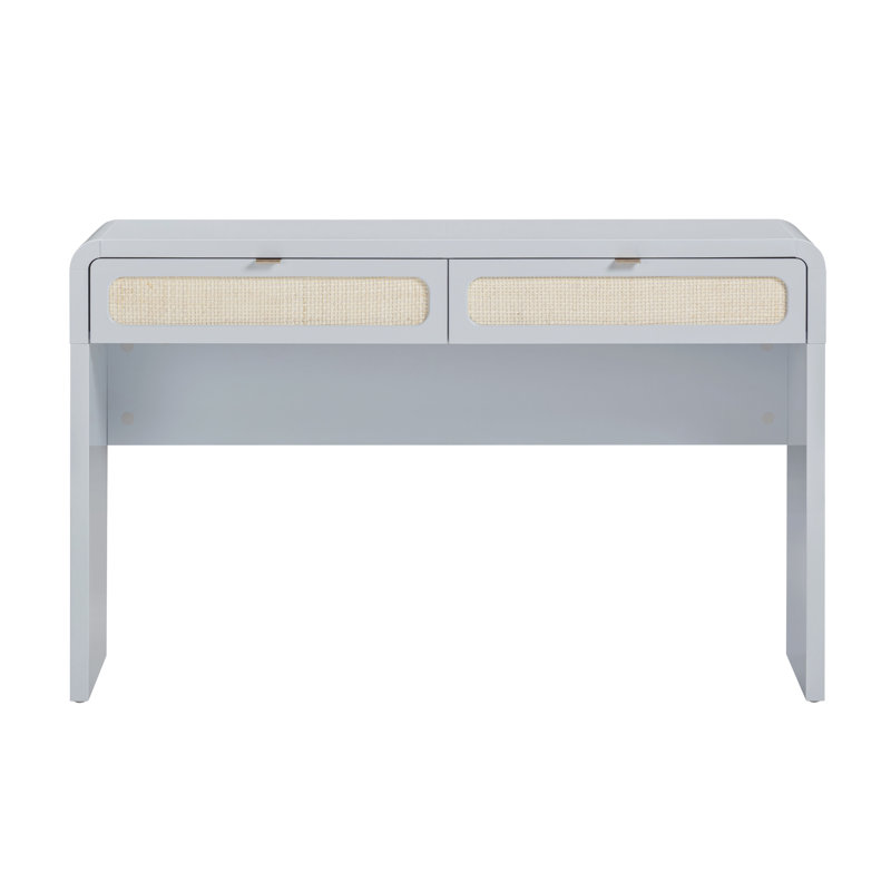 Patty Pastel Blue Rattan Console Desk, Pastel Blue