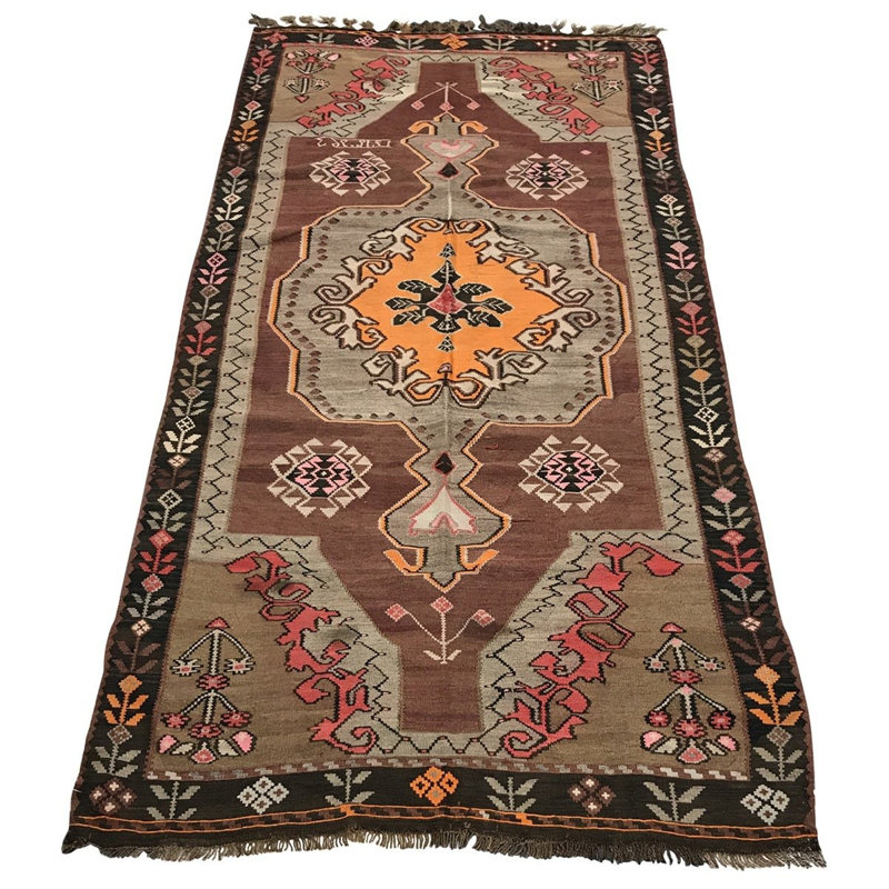 Ghelim One-of-a-Kind Wool Black/White/Brown/Beige Rug