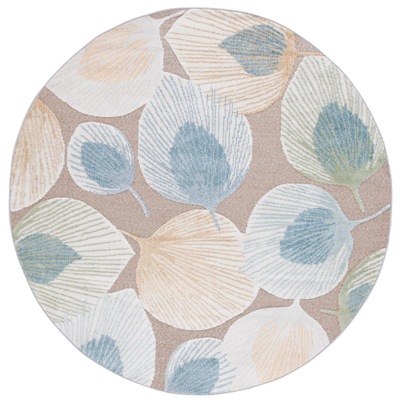 Tapis d'intérieur / extérieur à motif floral Sarasota, Rond 6 pi 7 po