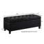 Banc de rangement rembourré capitonné avec similicuir, siège d'entrée noir avec compartiment intérieur et pieds en bois d'hévéa
