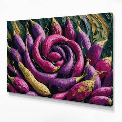 Légumes, art mural sur toile mauve Oca