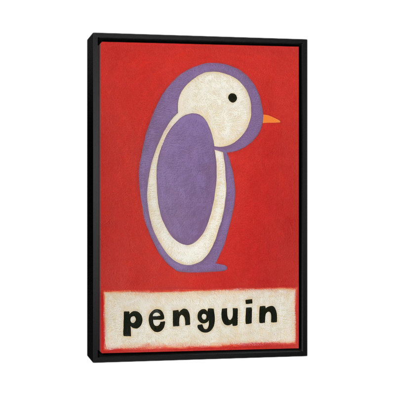 «P is for Penguin», reproduction sur toile tendue, H 26 po x l 18 po x P 1,5 po, Toile avec cadre noir, Pas de tapis
