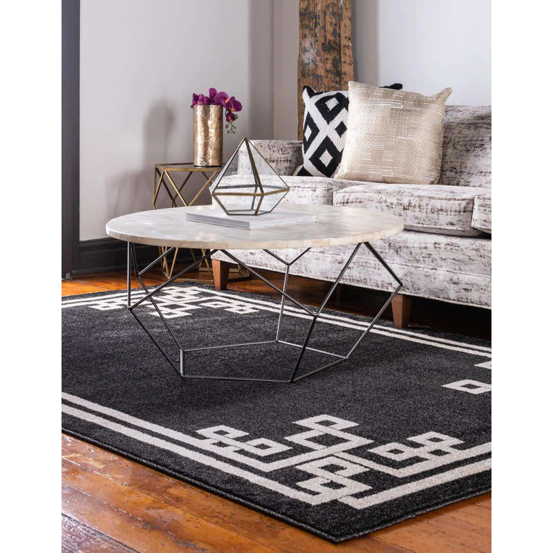 Tapis noir / beige Barreto, Rectangle 3 pi 3 po x 5 pi 3 po