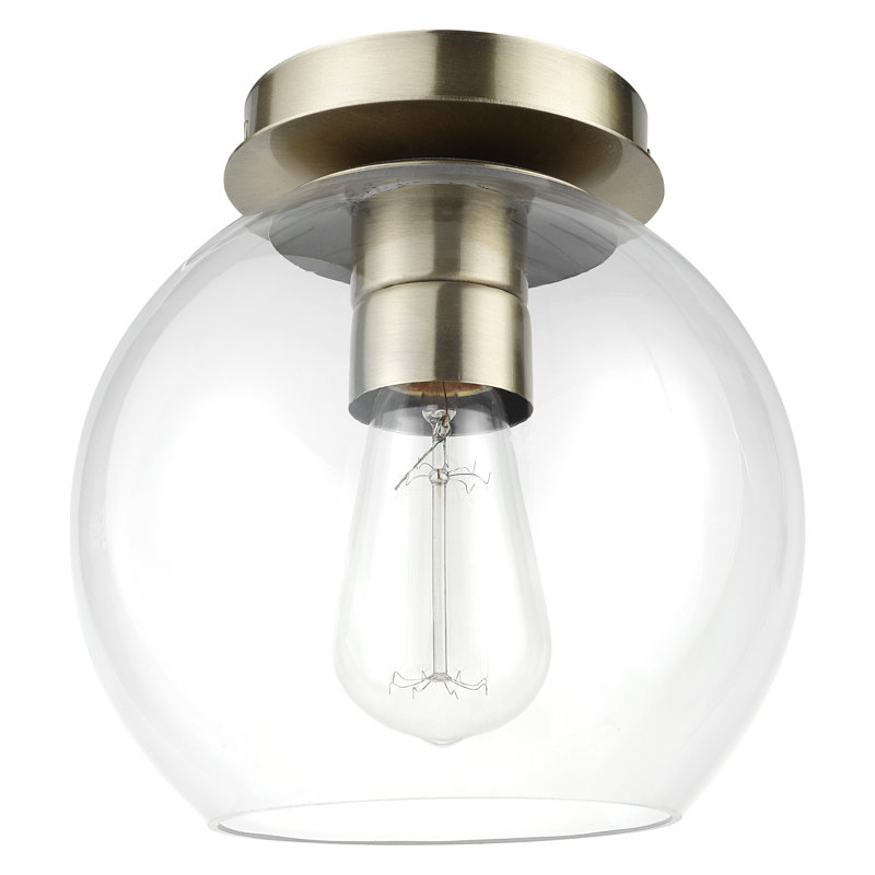 Plafonnier encastré 1 lumière en laiton avec abat-jour en verre transparent