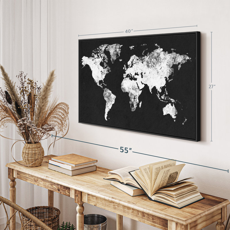 "Art mural carte noir et blanc", H 27 po x l 40 po