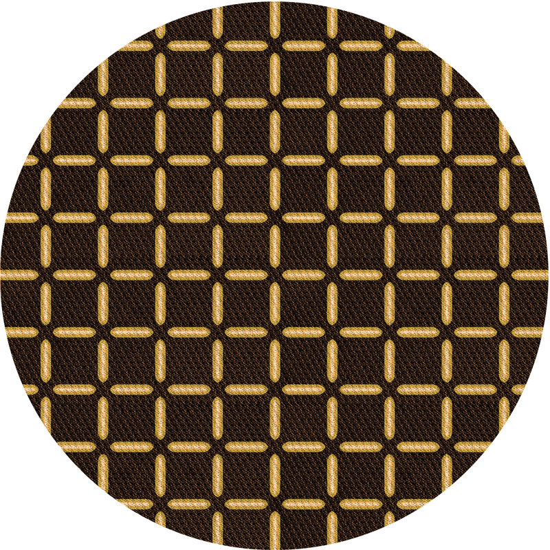 Tapis décoratif jaune/noir tissé à la machine à motif géométrique Gustafson, Rond 5 pi