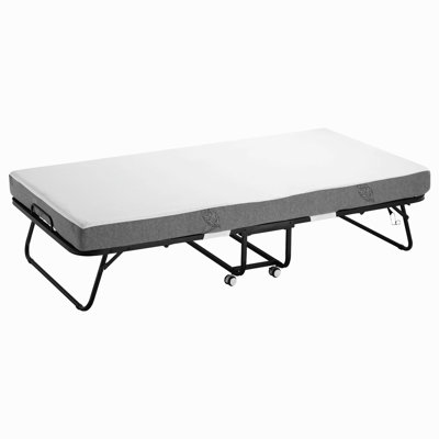 Rollaway Bed, 38 In X 75 In Folding Bed With 5 In Mattress, Twin Size Foldable Bed With Sturdy Metal Frame & Memory Foam Mattress, Portable Twin Roll Away Bed With Mattress, For Adults, Guest
