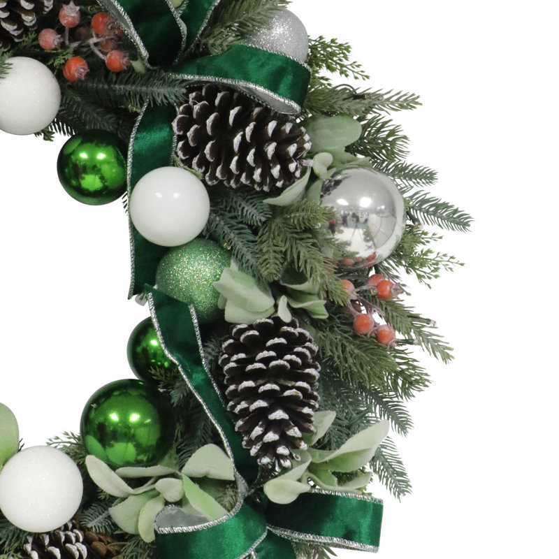 Pre-Lit Artificial Adorned Christmas Wreath
