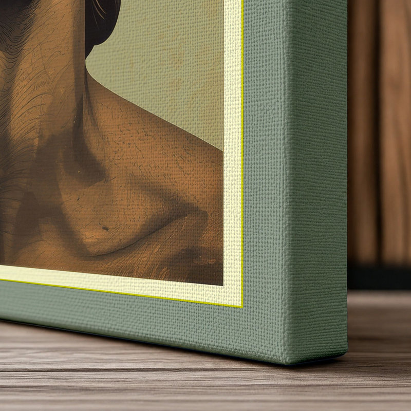 Contemplative Gaze Minimalist - Wrapped Canvas, 24x16 - 61.0 x 40.6 cm, Sage Border