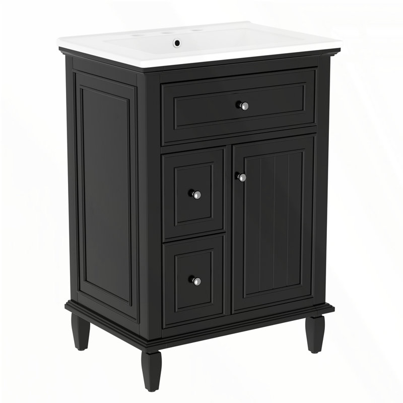 Meuble-lavabo 24 po avec lavabo, Noir