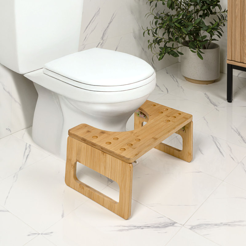 Escabeau de toilette en bambou pliable fabriqué à la main 7 po Koji, Natural