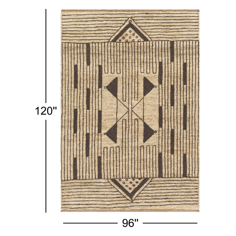 Boman Hand Knotted Southwestern Area Rug, Rectangle 8' x 10'