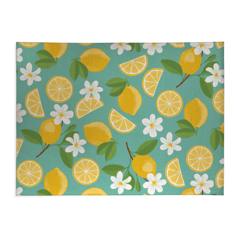 Tapis de cuisine léger Lemmie, Rectangle 5 pi x 7 pi, Sarcelle