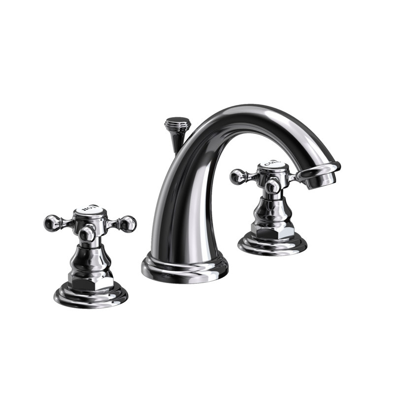 Alveston Widespread Bathroom Faucet with Drain Assembly, Midnight Chrome