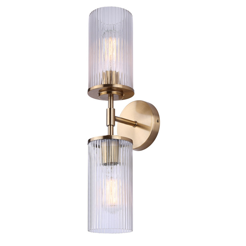 KINSLEA 4.75 In. 2 Light Vanity With Glass Shade, Gold, Clear