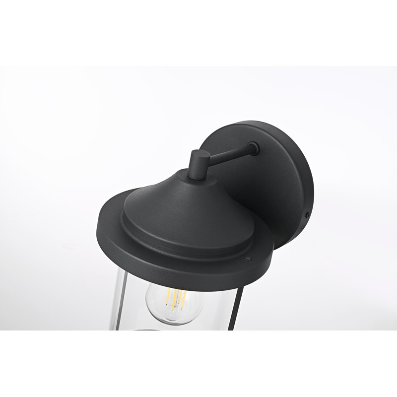 Roy Outdoor Wall Sconce in Black, 12" H x 7" W x 8" D