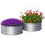 2 lits de jardin surélevés en acier galvanisé rond argenté, boîte à fleurs à drainage ouvert, assemblage facile pour le jardinage de fleurs de légumes en plein air