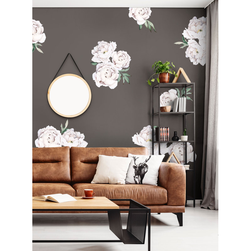 Adhésif décoratif pivoine Wanette, Blanc