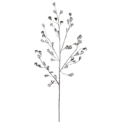 Glittered Artifcal Christmas Twig Spray - 30" - Silver