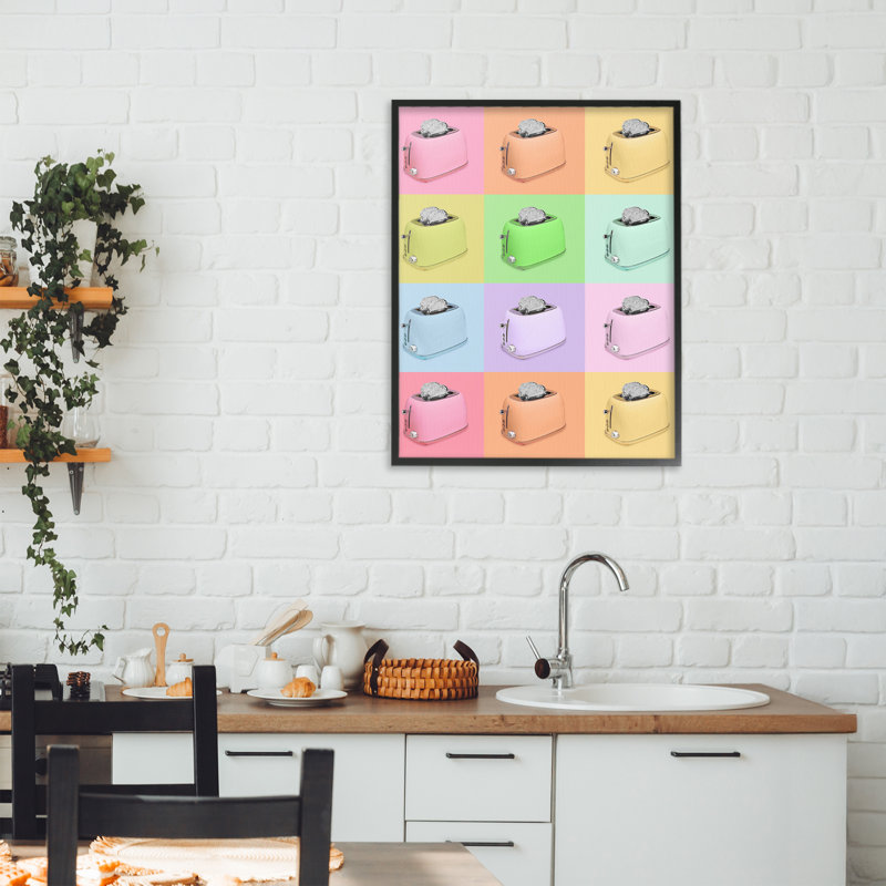 Giclée encadrée au four Disco Toaster Collage, design par Lish Creative, 20 x 16, Giclée noire de minuit encadrée