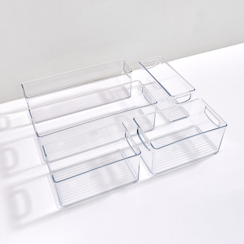 Petit bac de rangement de cuisine empilable en plastique avec poignées intégrées iDesign 5 pièces Linus