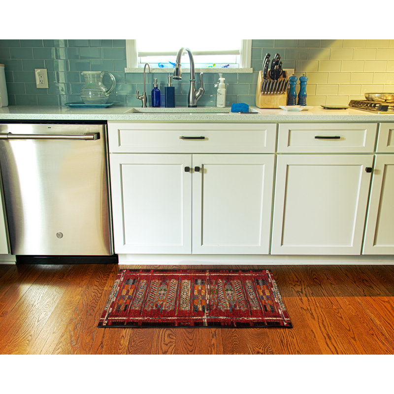 Lakedia Synthetic Non-Skid Kitchen Mat, Rectangle 2' x 2'10", Red