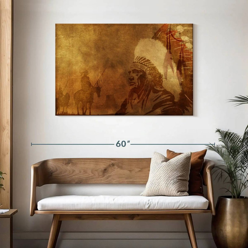 Représentation amérindienne Lelar, H 30 po x l 45 po