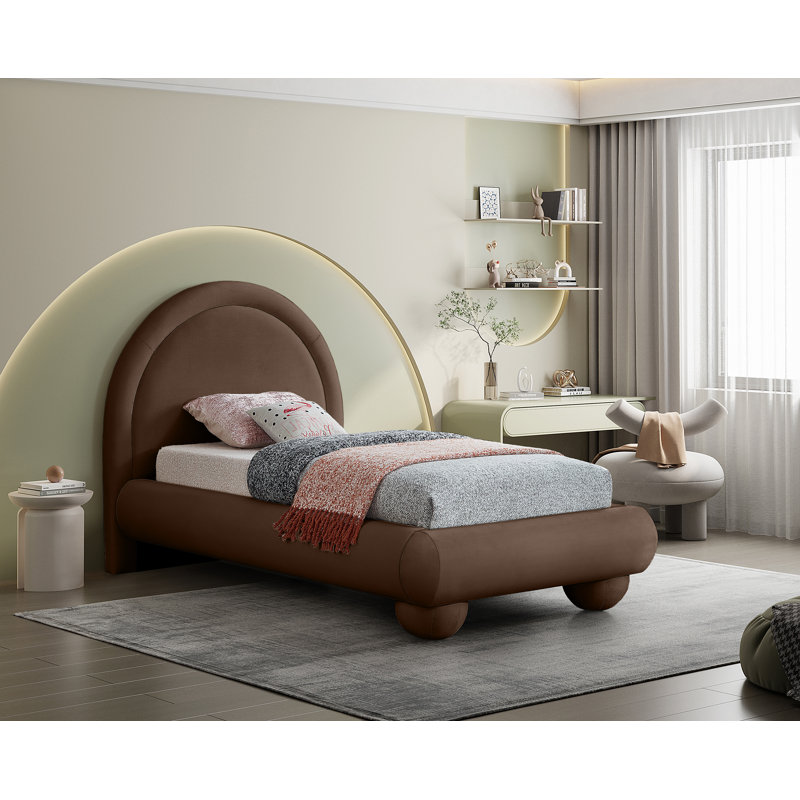 Madrid Velvet Bed, Brown Velvet, Twin
