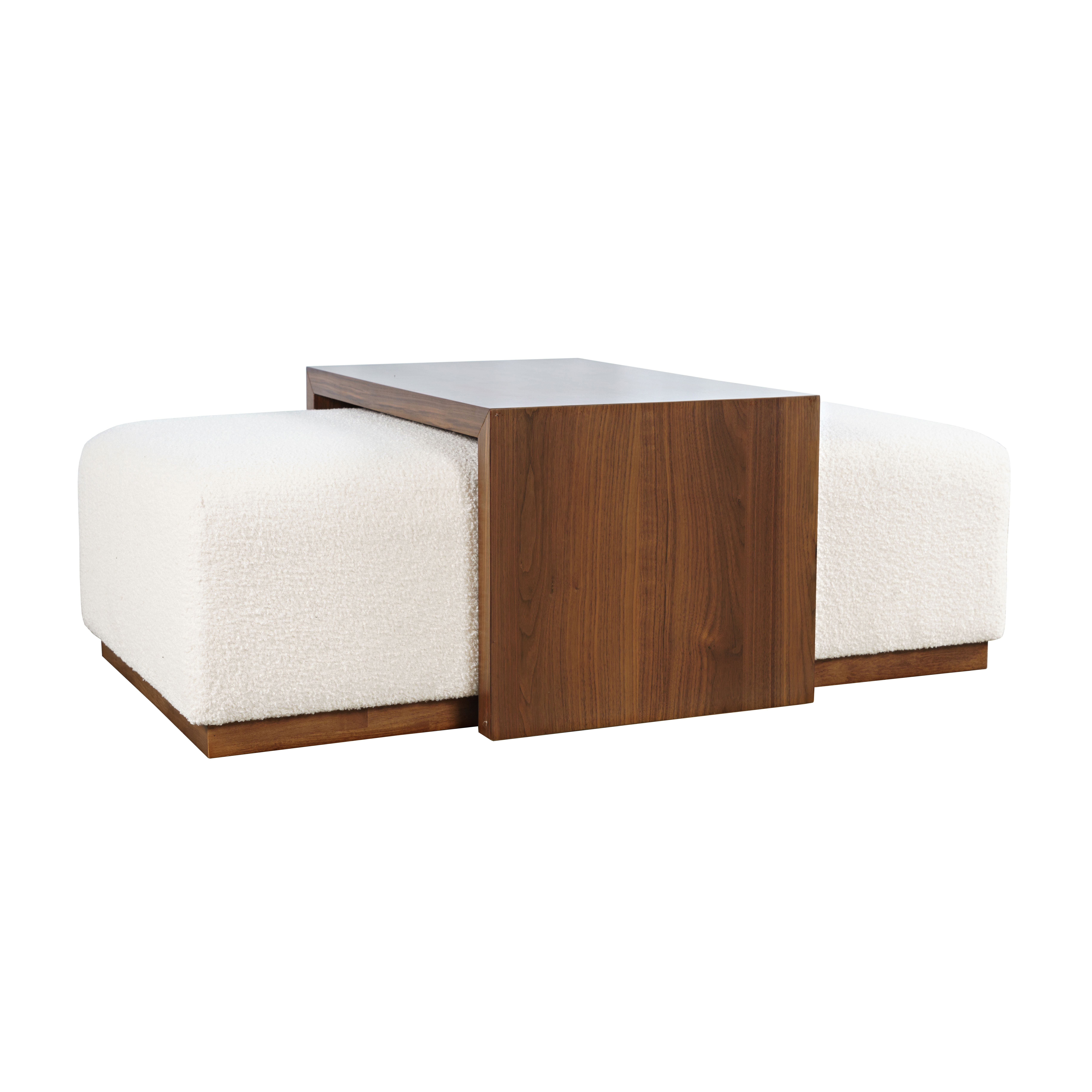Latitude Run® Babs 48" Luxury Ivory Boucle Upholstered Sliding Ottoman with Wheels and Table Top & Reviews | Wayfair
