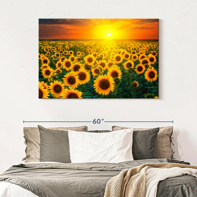 Alvord, coucher de soleil avec tournesols, H 32 po x l 48 po