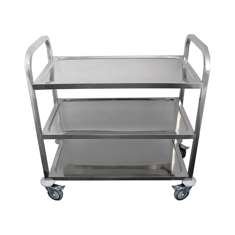 Heavy Duty Stainless Steel 3-Shelf Dining Cart with Swivel Casters