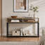 Table d'appoint, console, vestibule, étroit, canapé, salon, chambre à coucher, stratifié brun, métal noir, contemporain, moderne-5502910