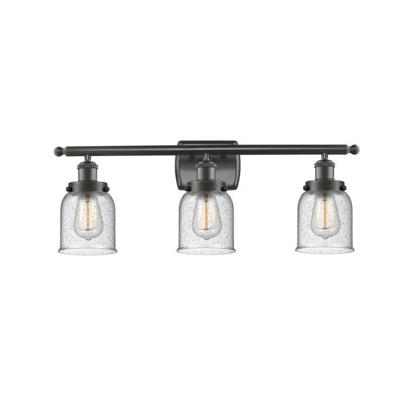 Éclairage pour meuble-lavabo 3 lumières 26 po Ballston Urban Bell, Bronze huilé, Grainé, Incandescent