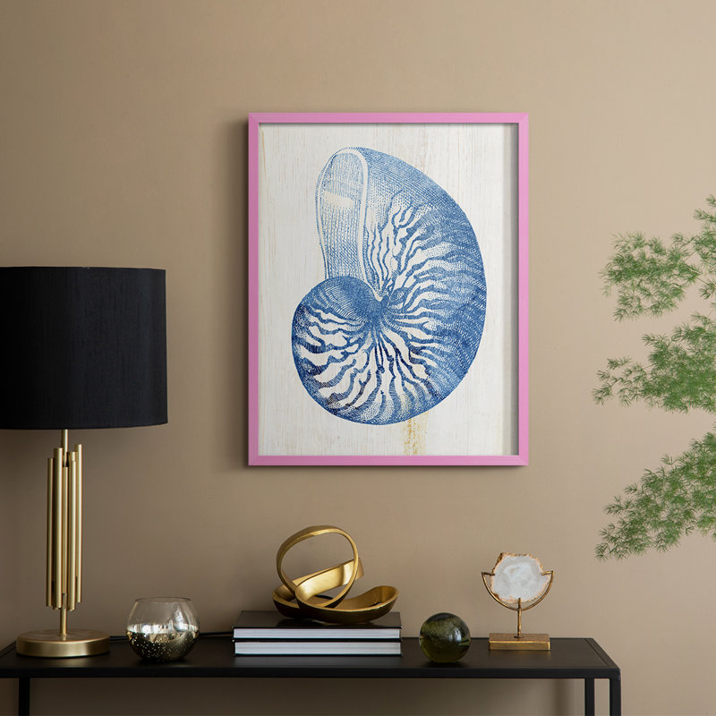 Shell IV Framed Print - Solid Wood, 30" H x 24" W, Pink