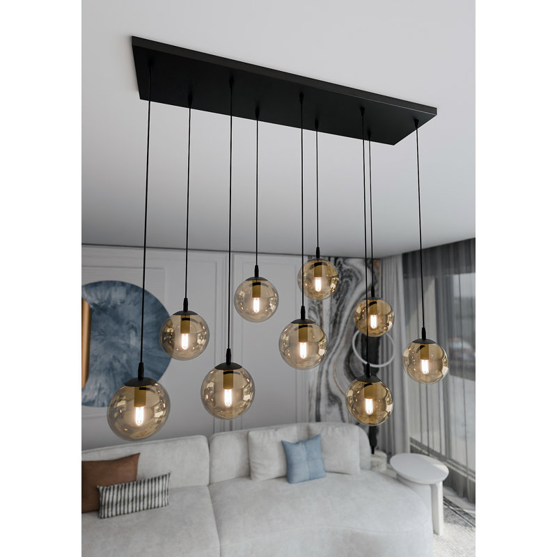 Cadesha 9 - Light Black Cluster Pendant, Amber