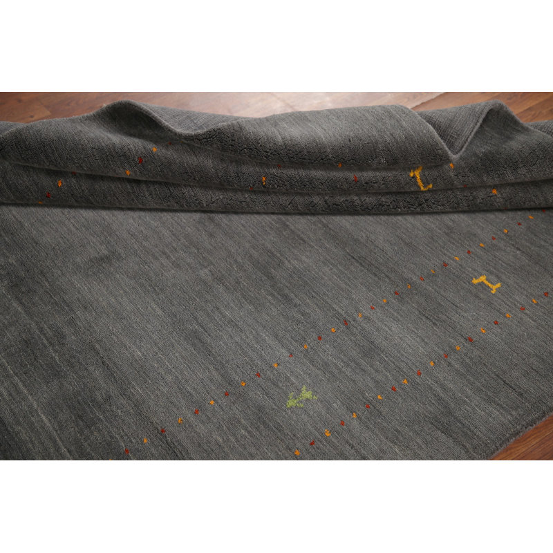 Tapis oriental gris anthracite fait à la main 5 x 8 po