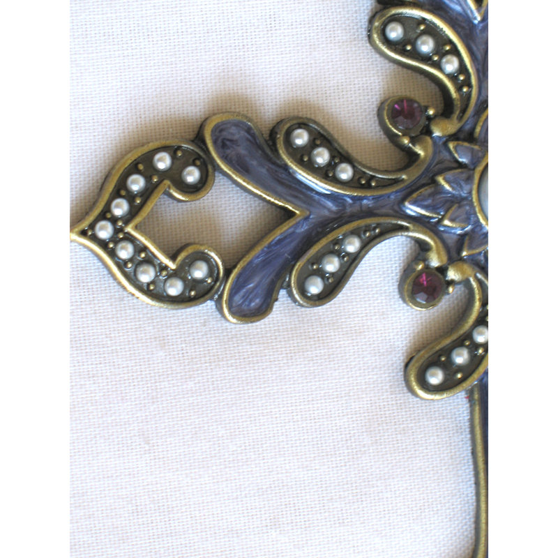 Décoration murale transversale suspendue, Mauve / laiton antique