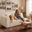 Canapé modulaire à assise profonde en L rembourré avec coussins Modern Modern-1179766508-1238708983