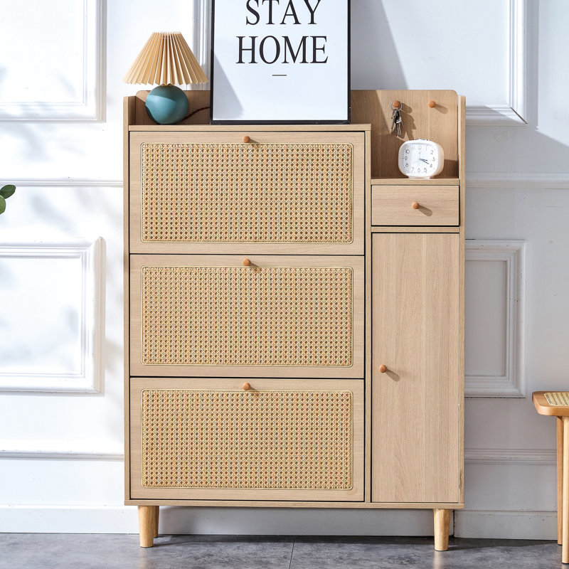 Japanese Bedroom Storage Unit - Modern Minimalist Style Wood Color 03 Easy To Assemble Shoe Cabinet Fits In Corridor And Living Room Up