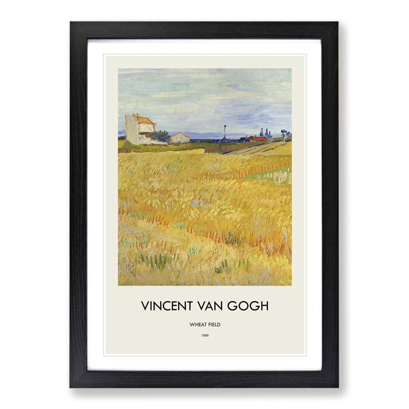 Wheat Field by Vincent Van Gogh - Picture Frame Art Prints, 48cm H x 36cm W x 2cm D, Black Framed