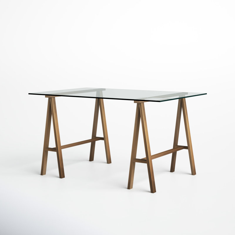 Dita Glass Top Metal Base Dining Table, 55W x 36D x 30H, Brass