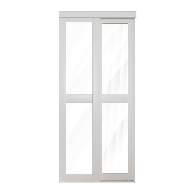 36 po x 80 1/2 po Porte coulissante transparente 2-Lite, blanc, 36" x 80.5", White