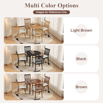 Table de salle à manger extensible ronde pour 2 à 4 personnes, conception en bois pliable avec taille réglable, parfaite pour les petits appartements et les salles à manger (table seulement, chaises non incluses)
