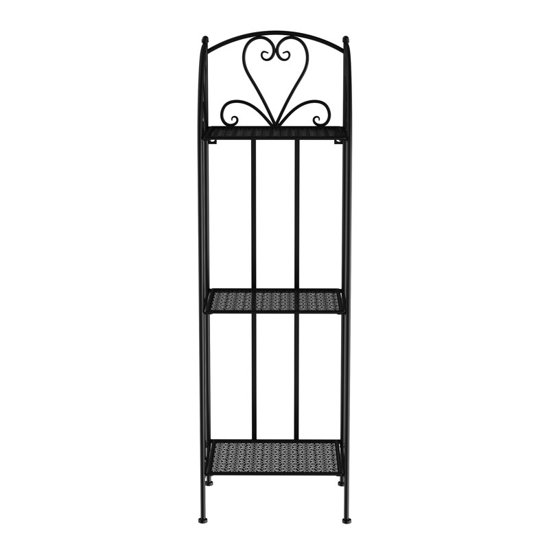 Support pour plante Peirce - présentoir de jardin vertical à 3 niveaux avec tablettes décalées, Noir