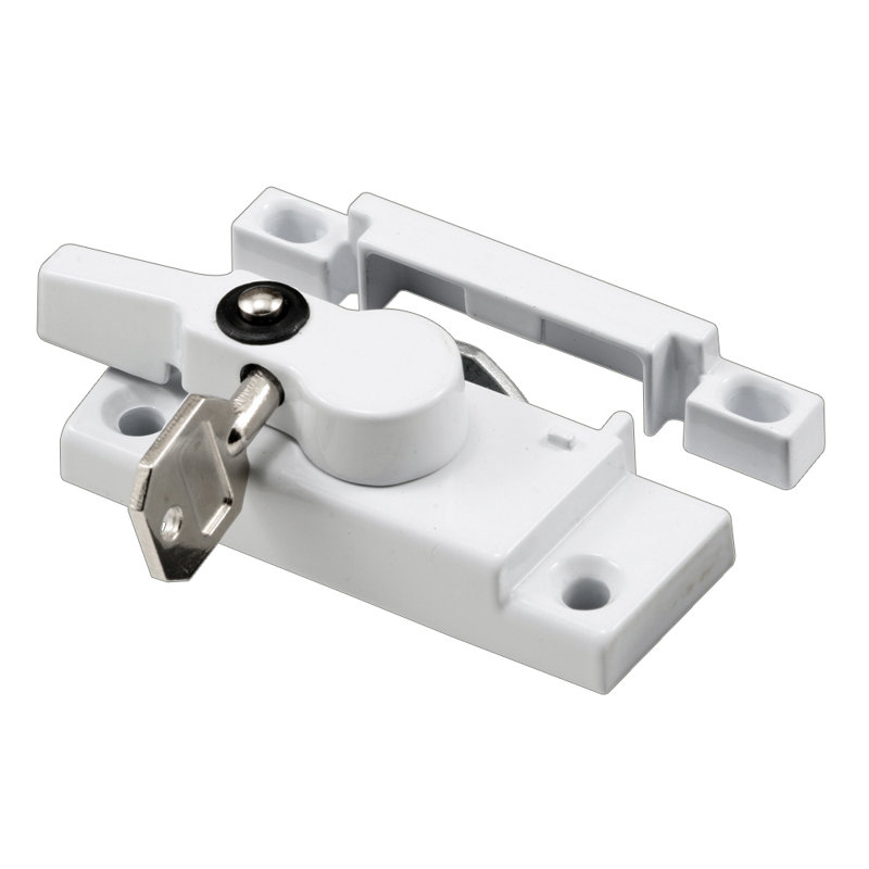 Prime-Line Keyed Child-Proof Sash Lock, 2-3/16 in. Hole Centers, Diecast Zinc, Painted White (Single Pack)