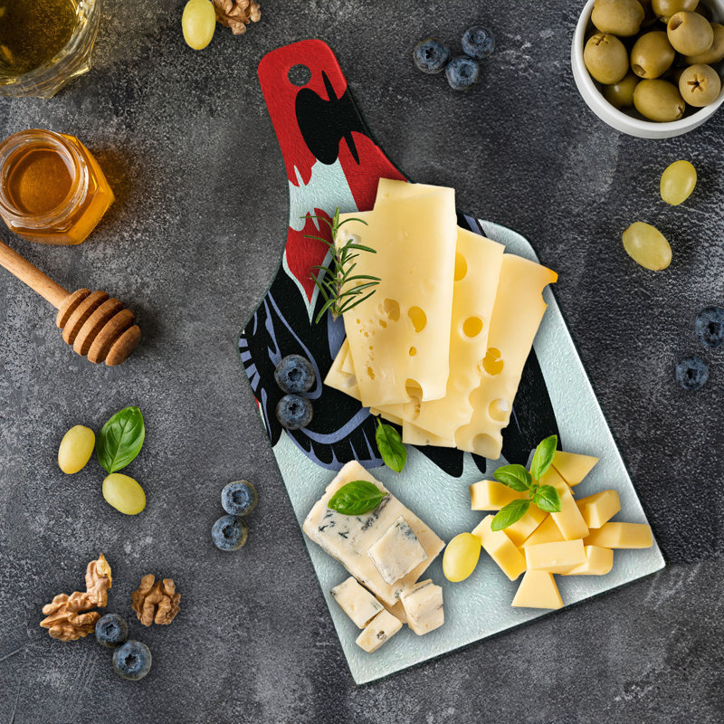 Ambesonne Board Game Tempered Glass Cutting Board Chess Pawn and Knight Charcoal Grey Multicolor