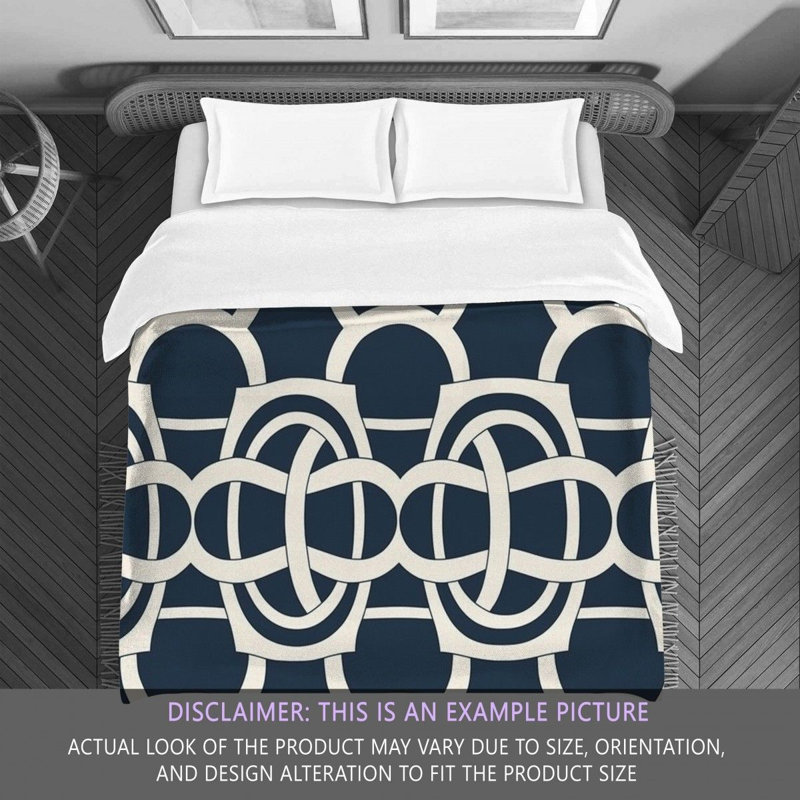 Funky Bedding, Navy/White Geometric, Twin Extra Long Comforter