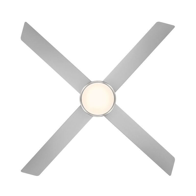 Ventilateur de plafond à chaîne à 4 pales en titane argenté / nickel brossé Quade avec ensemble d'éclairage à DEL à température de couleur réglable